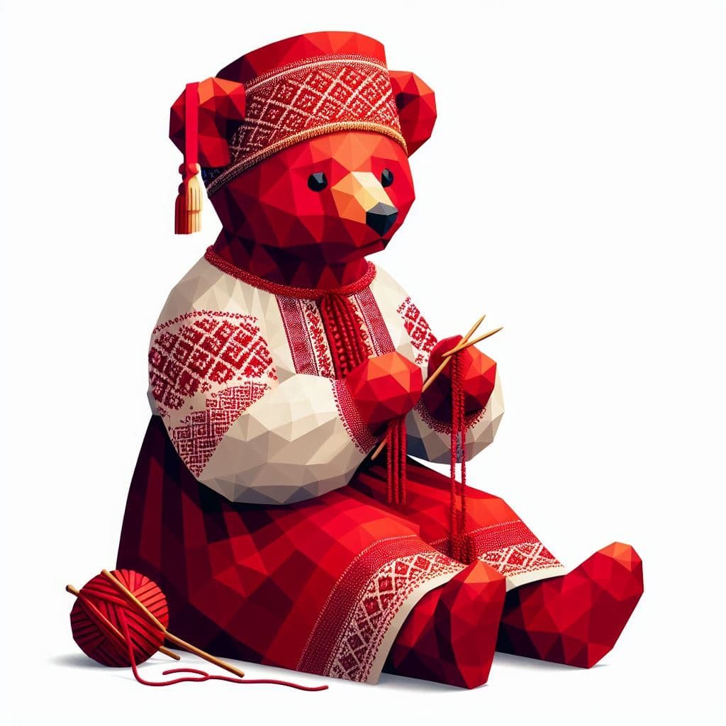 Bear knitting something