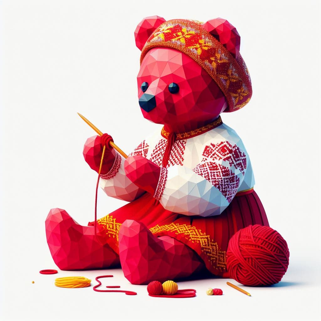 Bear knitting something